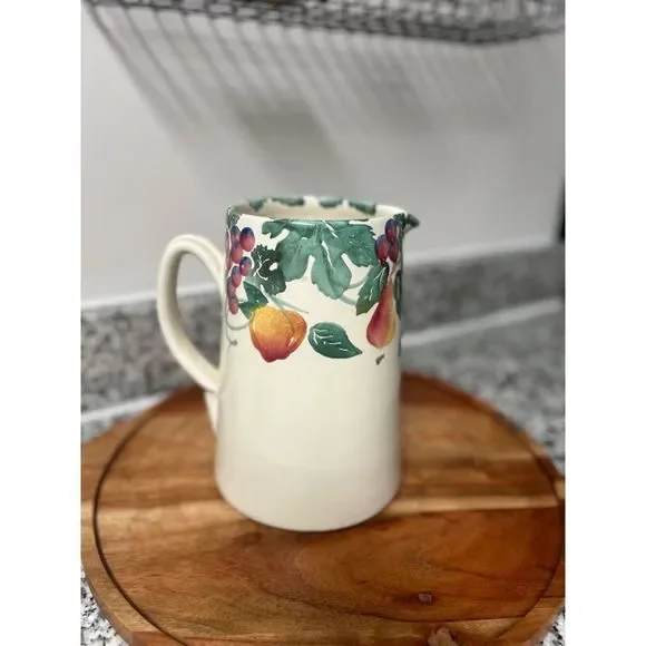 Pier 1 | Dining | Pier Exclusive Handpaintedpitcher Fruits Vine Grapes  Peach Pear 8 Italy | Poshmark